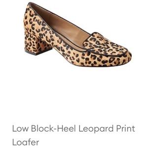 Low block heel leopard print loafer
